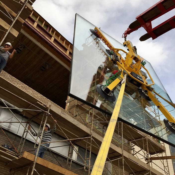 The use of a WPG vacuum lift helped our installation techs easily lift oversized glass to the third floor.