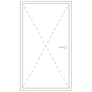 Representation of a minimal frame pivot door