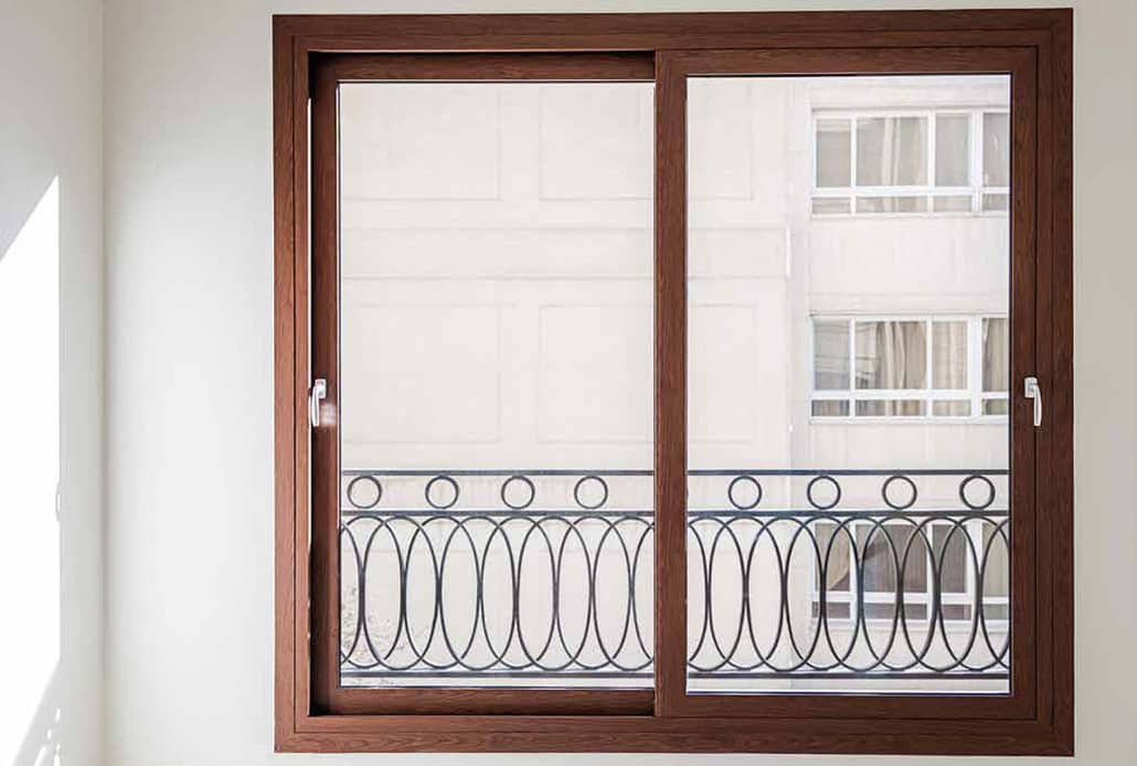 An aluminum wood sliding window by SPI Finestre