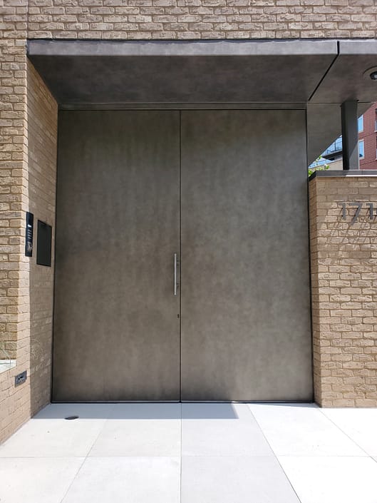 Brombal steel double doors in a distinctive finish supplied and installed by Veranda View