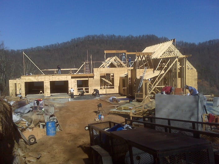A progress shot of a new home build in Billings.